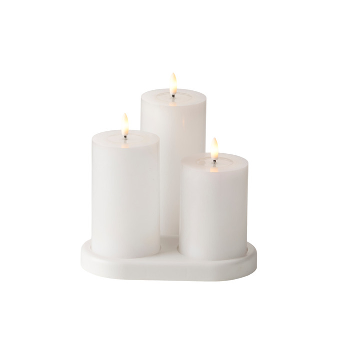 LED-bloklys genopladelig hvid 3-pk.